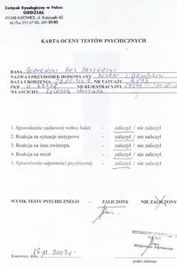 Świadectwo testu
